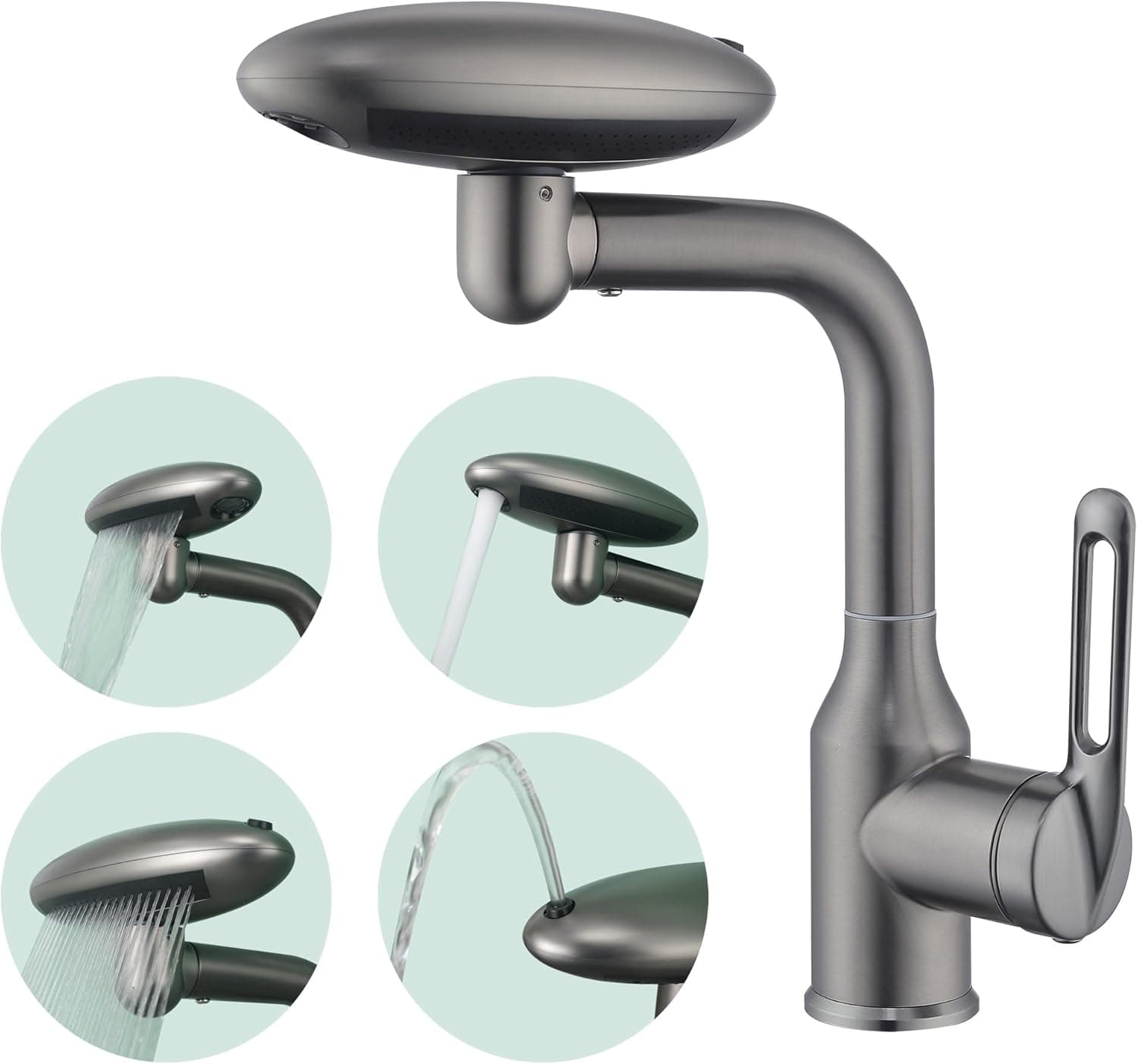 Anthracite Multifunction Bathroom Faucet, Hair & Hygiene