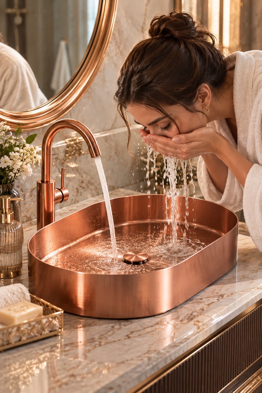 Alfas Aura Oval 60 cm PVD Rose Gold Tezgah Üstü Çanak Lavabo 304 Paslanmaz Çelik *2.0mm