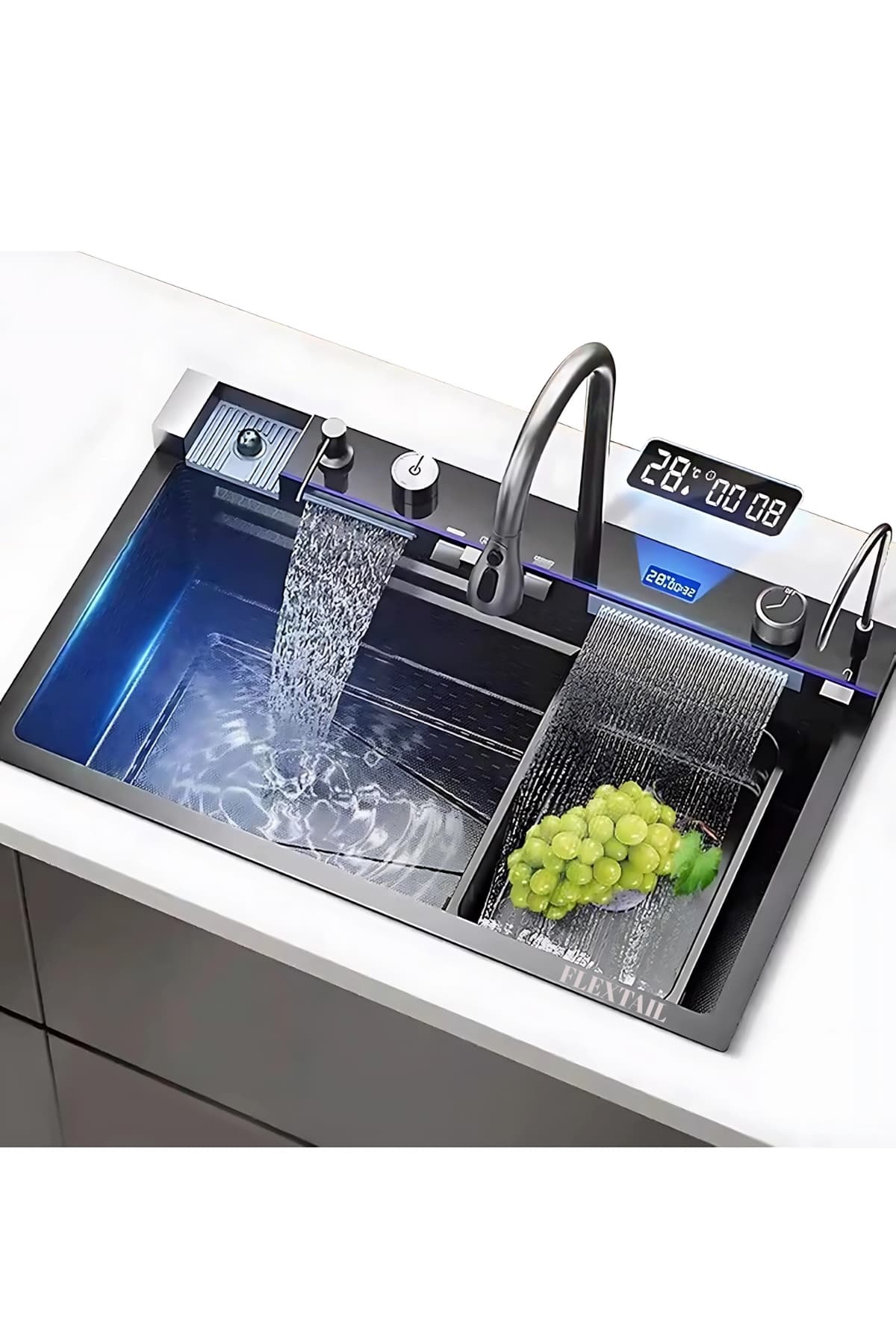 Smart Sink Set with Digital Display | Anthracite, Waterfall