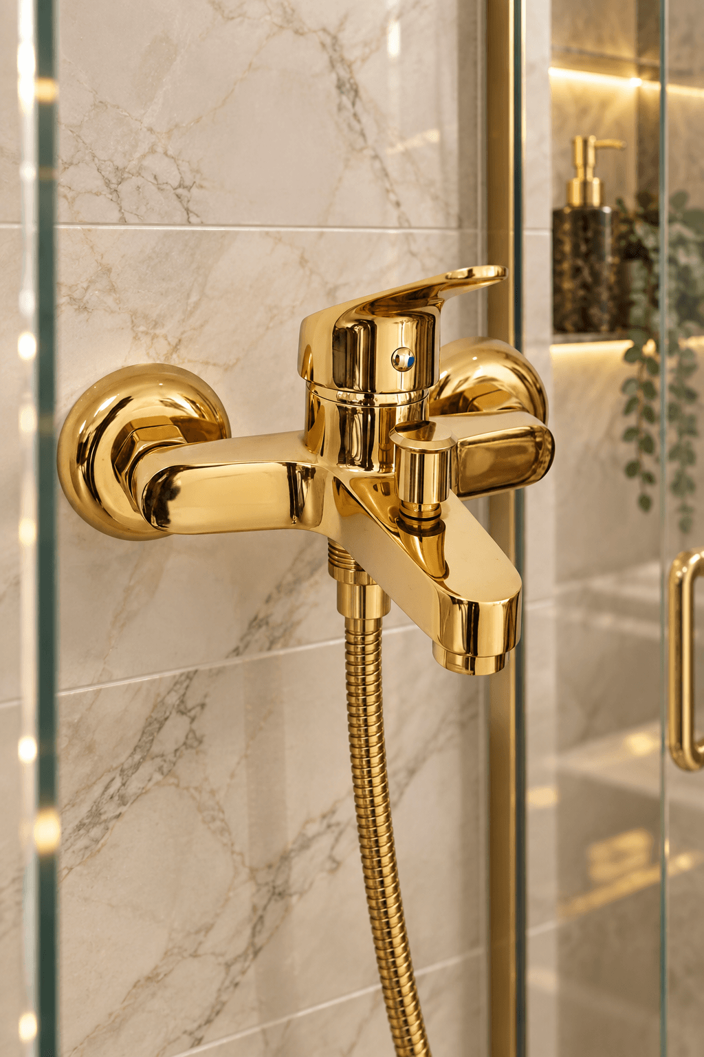 Bad- und Duscharmatur in Gold-Messing | Einhebel