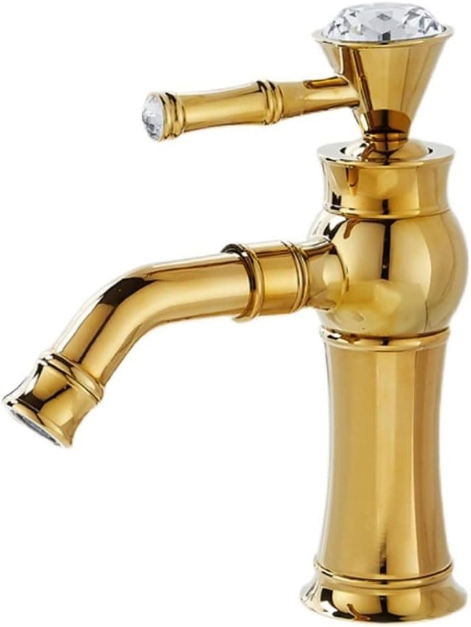 Gold Retro Waschtischarmatur mit Kristall, Einhebel
