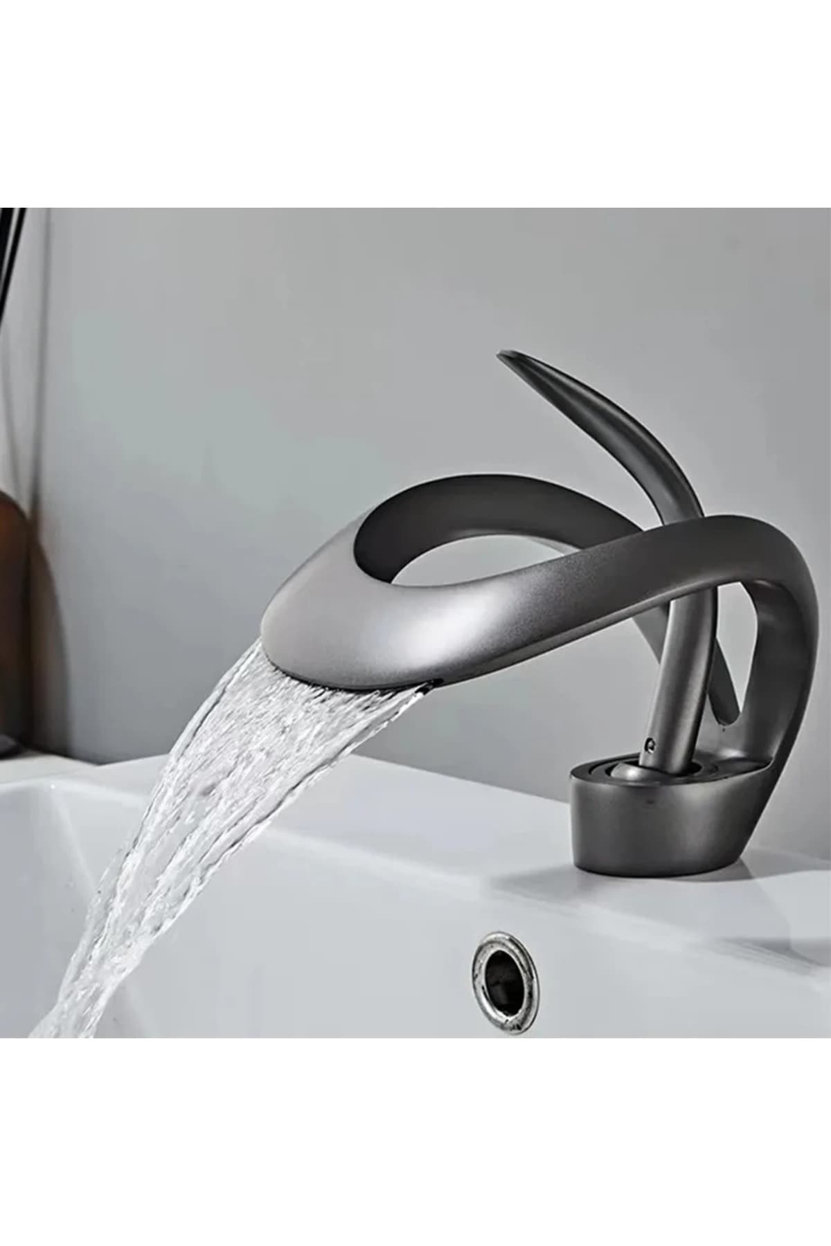 Anthracite Waterfall Basin Faucet, Luxury Single-Lever Loft