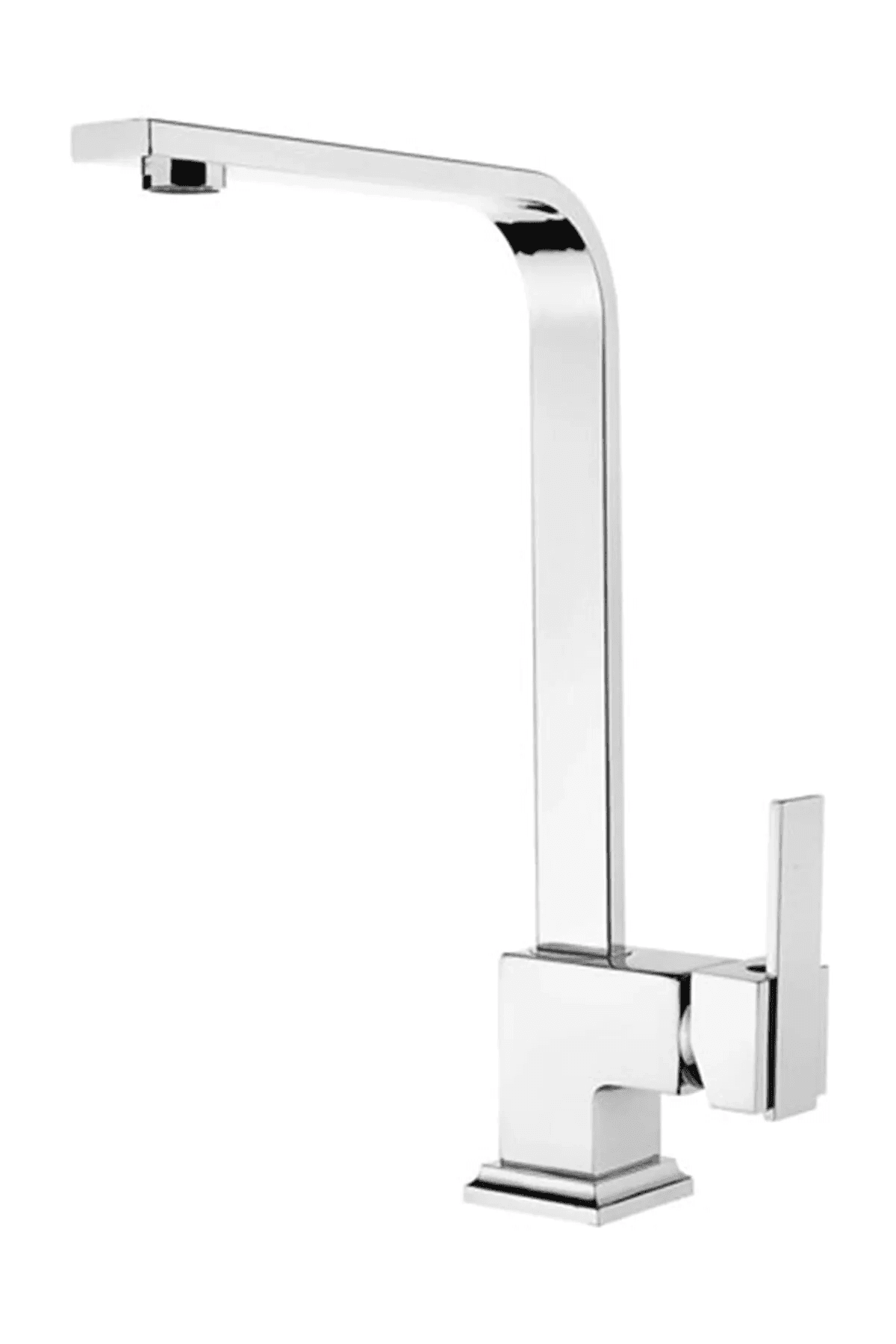 Polished Chrome Gooseneck Kitchen Sink Faucet Square